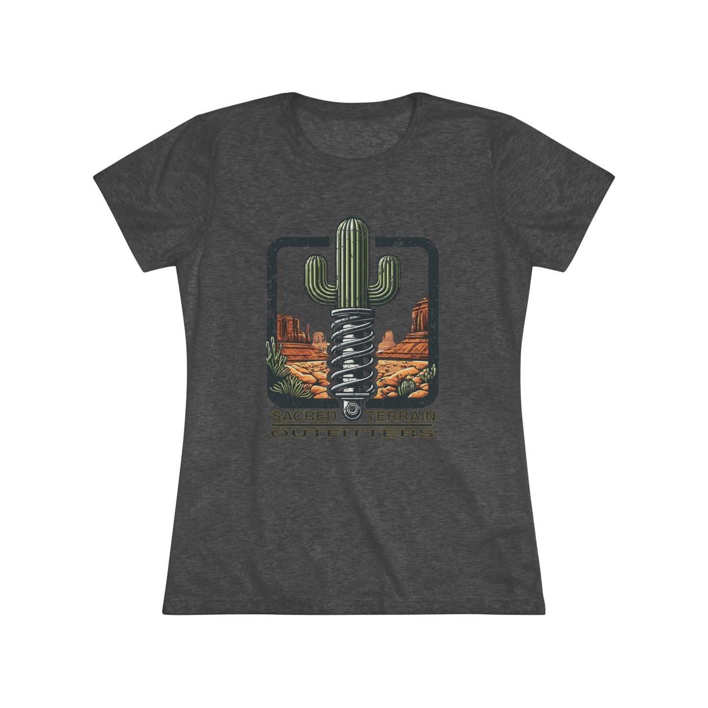 The OG Sacred Terrain Distressed Women's Tri-blend Tee, Bohemian Style T-Shirt, Gift for Nature Lovers, Southwest Graphic Tee, Casual Wear for Travelers