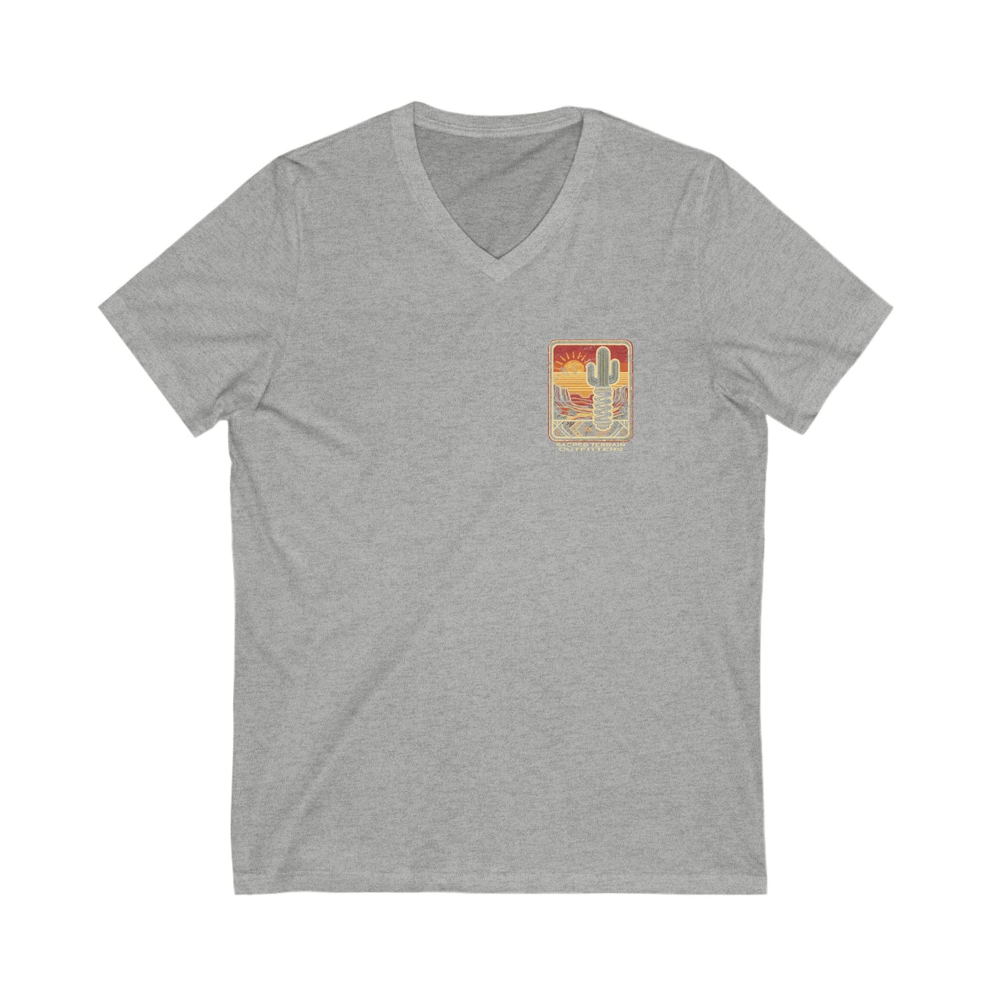 Sacred Saguaro Distressed Patch Fitted V-Neck Tee