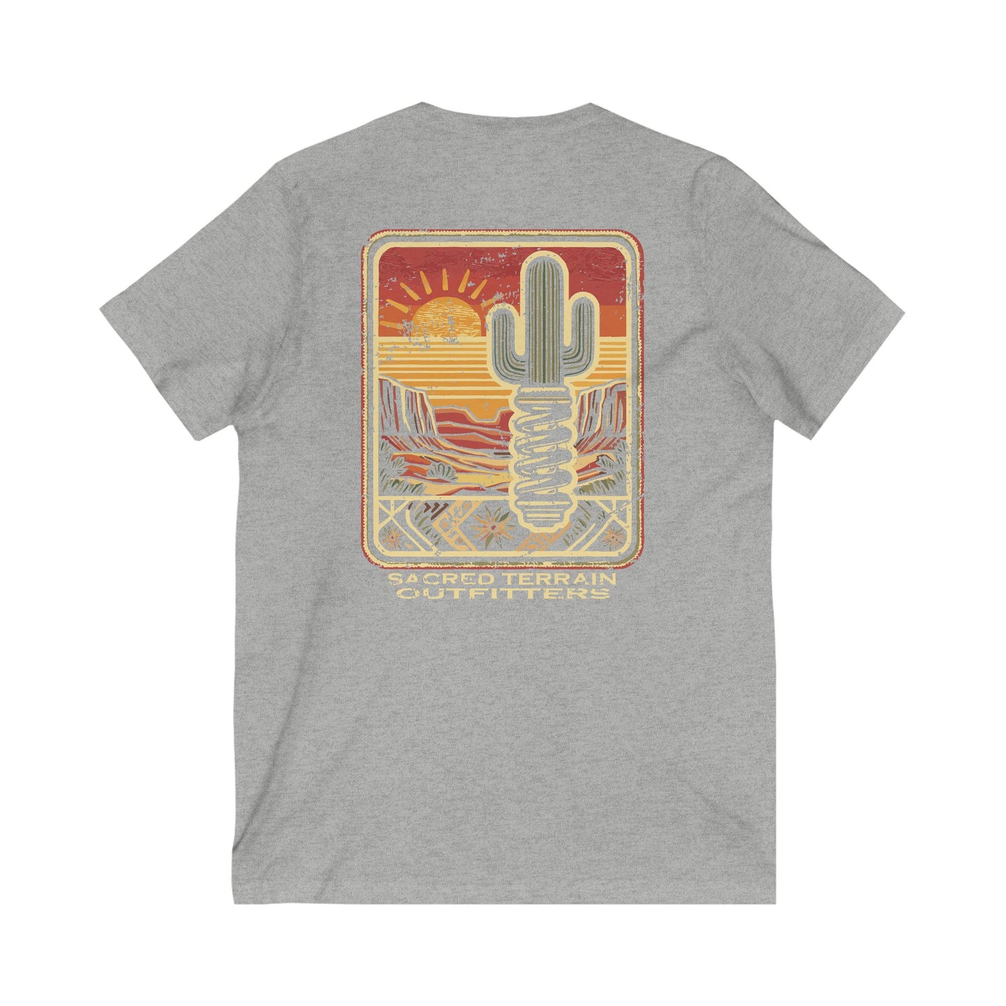 Sacred Saguaro Distressed Patch Fitted V-Neck Tee
