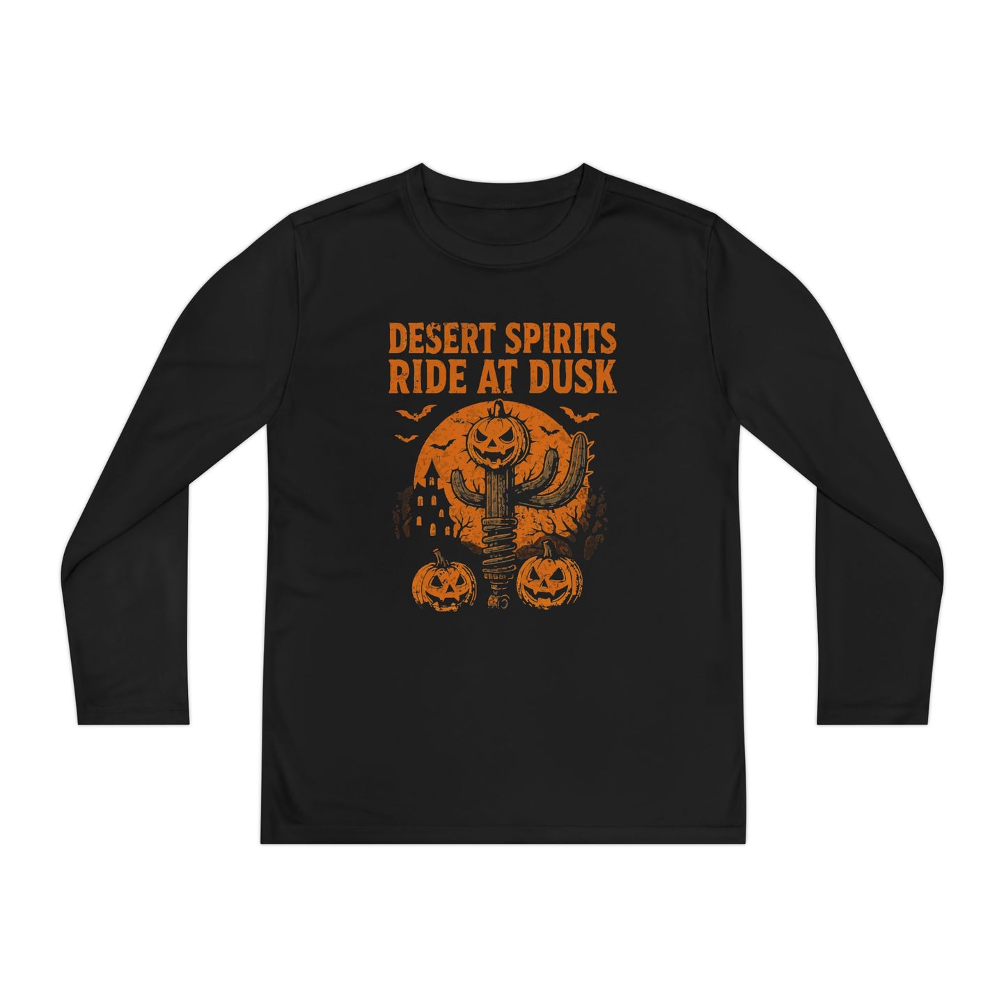 Youth Long Sleeve Halloween Tee, Desert Spirits Ride, Spooky Shirts for Kids, Fall Festival Attire, Halloween Costumes, Pumpkin Fun