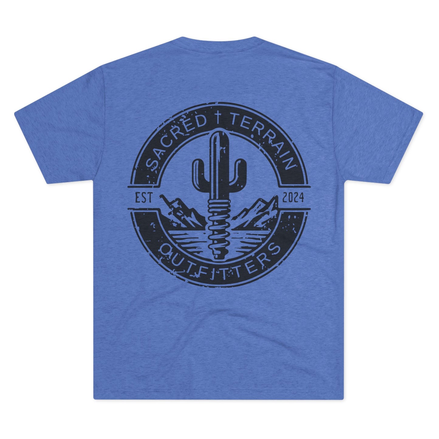 Cactus Crest Distressed Men's Fitted T-Shirt