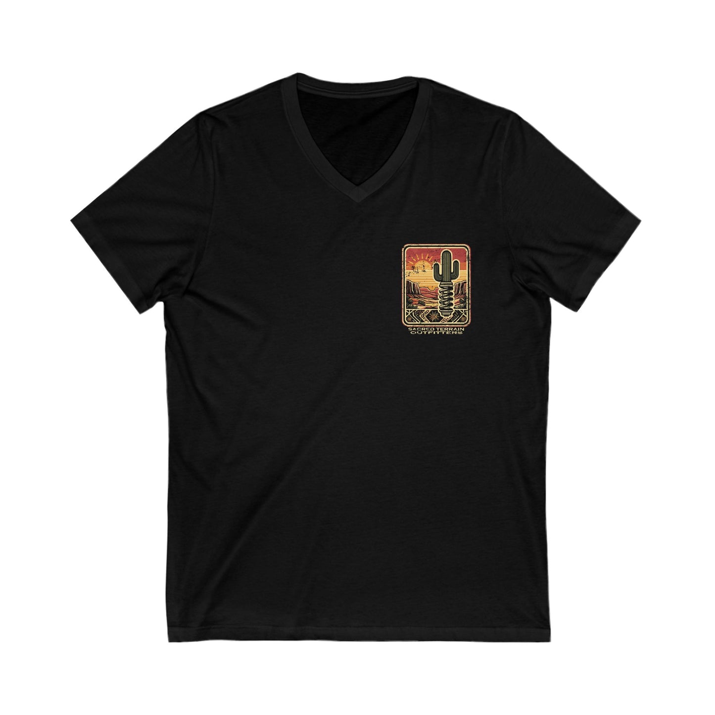 Sacred Saguaro Distressed Patch Fitted V-Neck Tee