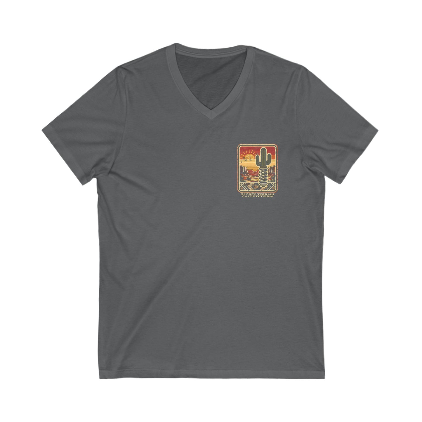 Sacred Saguaro Distressed Patch Fitted V-Neck Tee