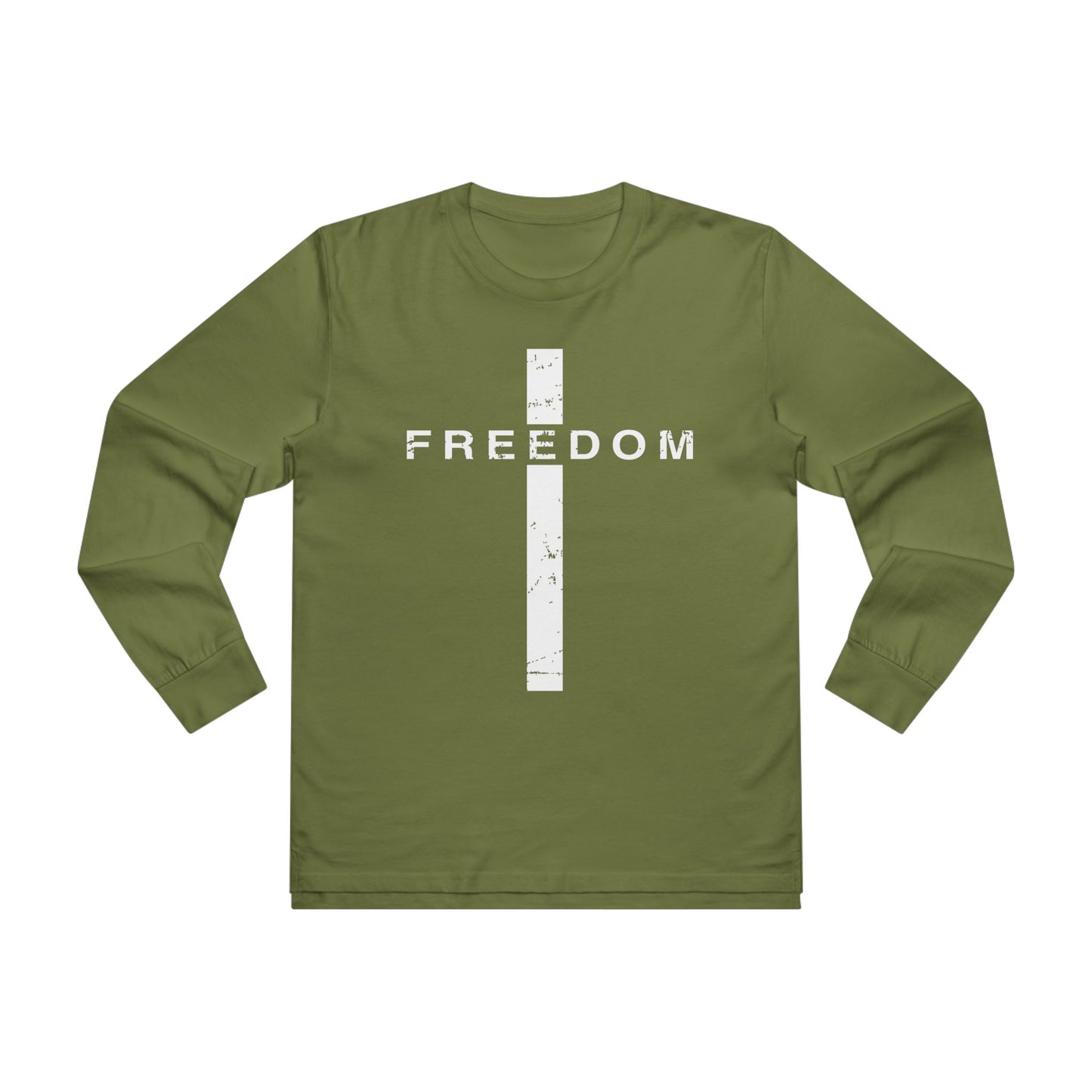 Freedom Cross | Sacred Terrain Outfitters | Men's Long-sleeved Tee, Stylish Base Layer, Casual Wear, Gift for Him, Unisex Fashion, Graphic Tee