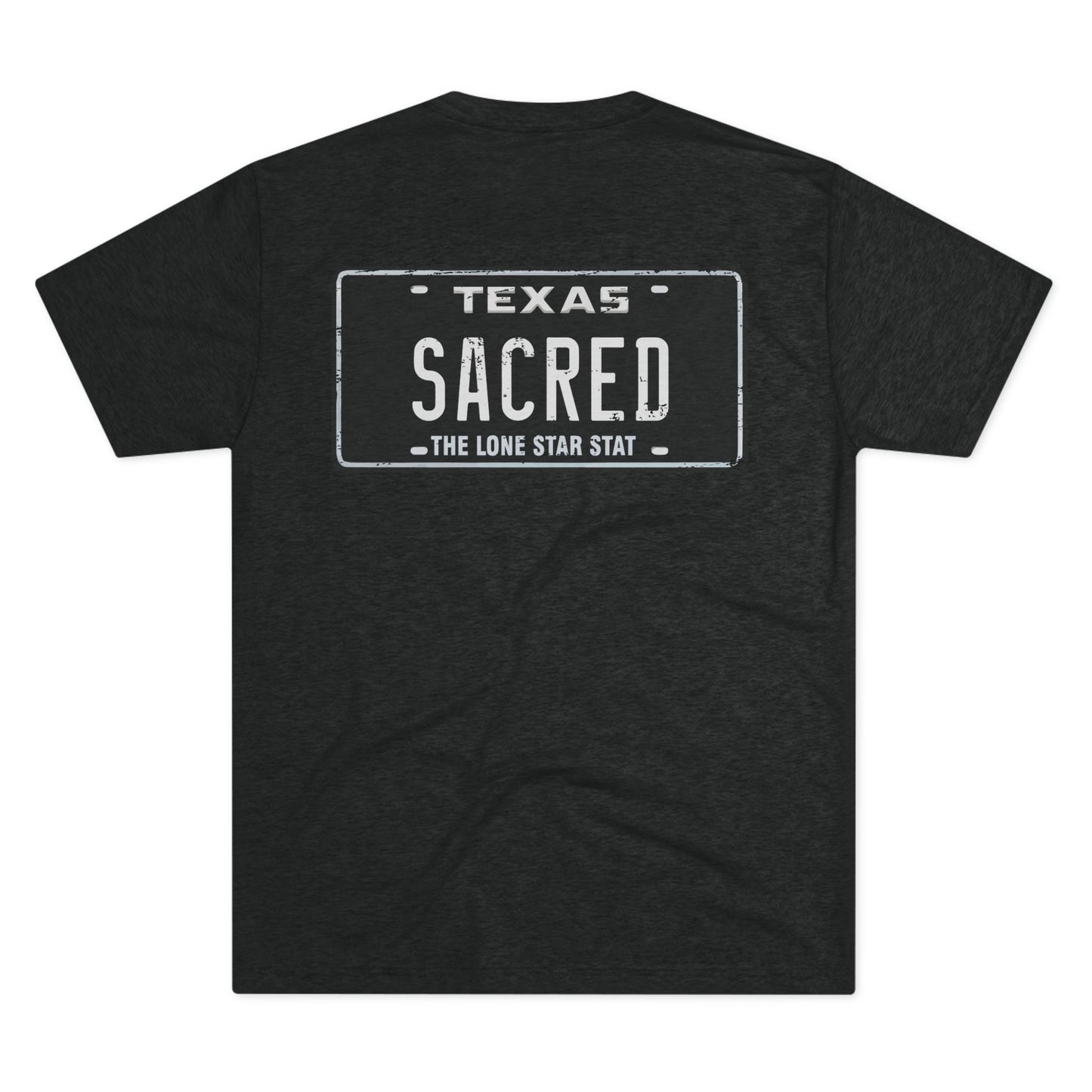 Texas Custom Plate Sacred Unisex Crew Tee, Casual Everyday Shirt, Graphic Tee for Texas Lovers, Gift for Friends, Texas Pride Apparel