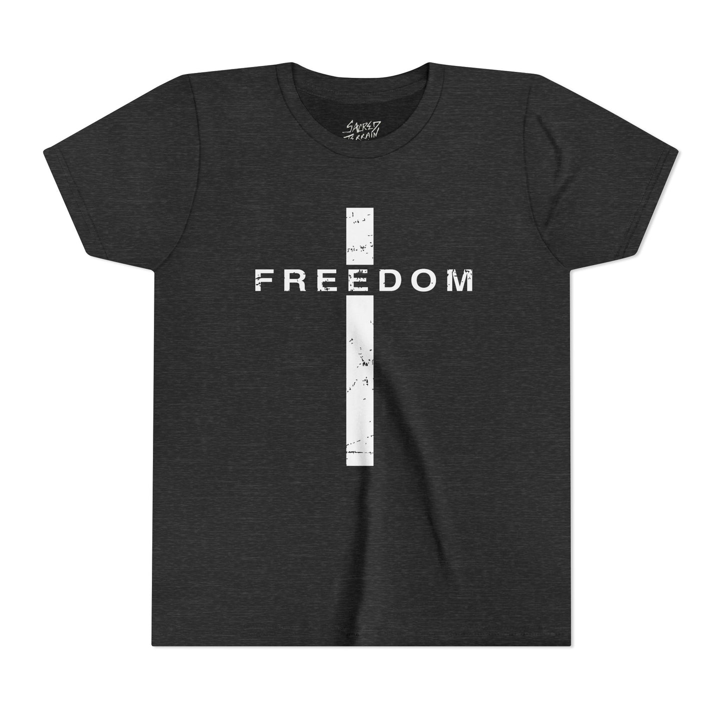 Freedom Cross | Sacred Terrain Outfitters | Youth Short Sleeve Tee | Fun and Comfortable Kids' Shirt for Every Occasion | Great for Birthdays, Parties, Summer, Playtime, and Gifts