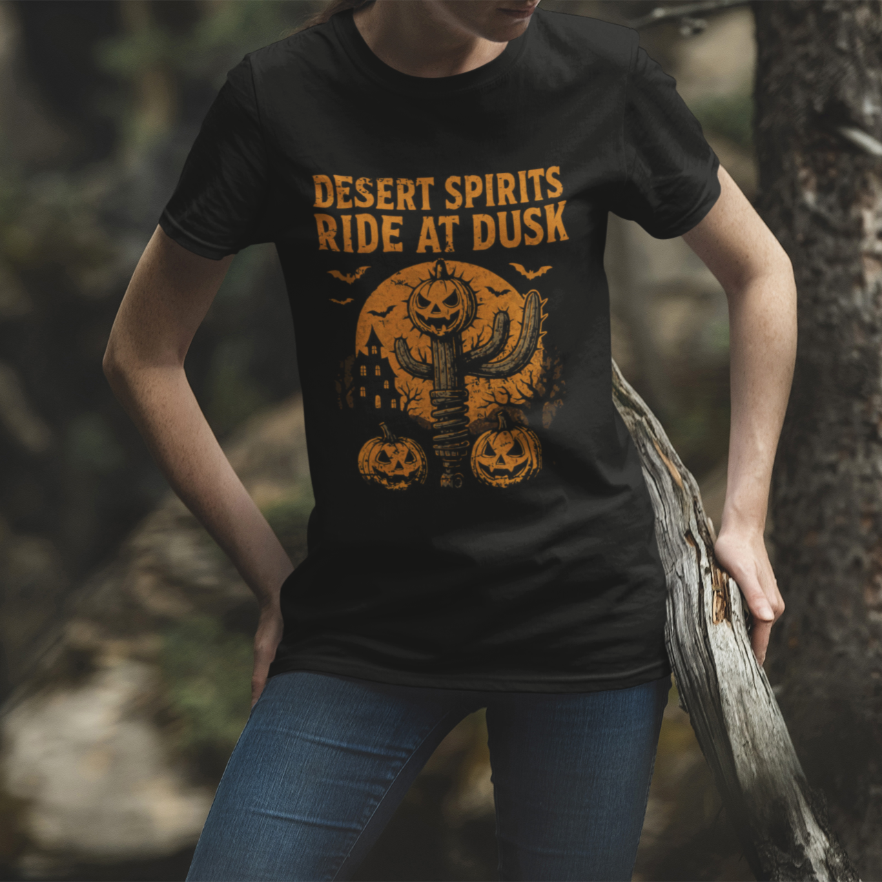 Halloween Desert Spirits Tee - Women's Softstyle Shirt, Festive Tee, Halloween Apparel, Spooky T-shirt, Ghostly Vibes