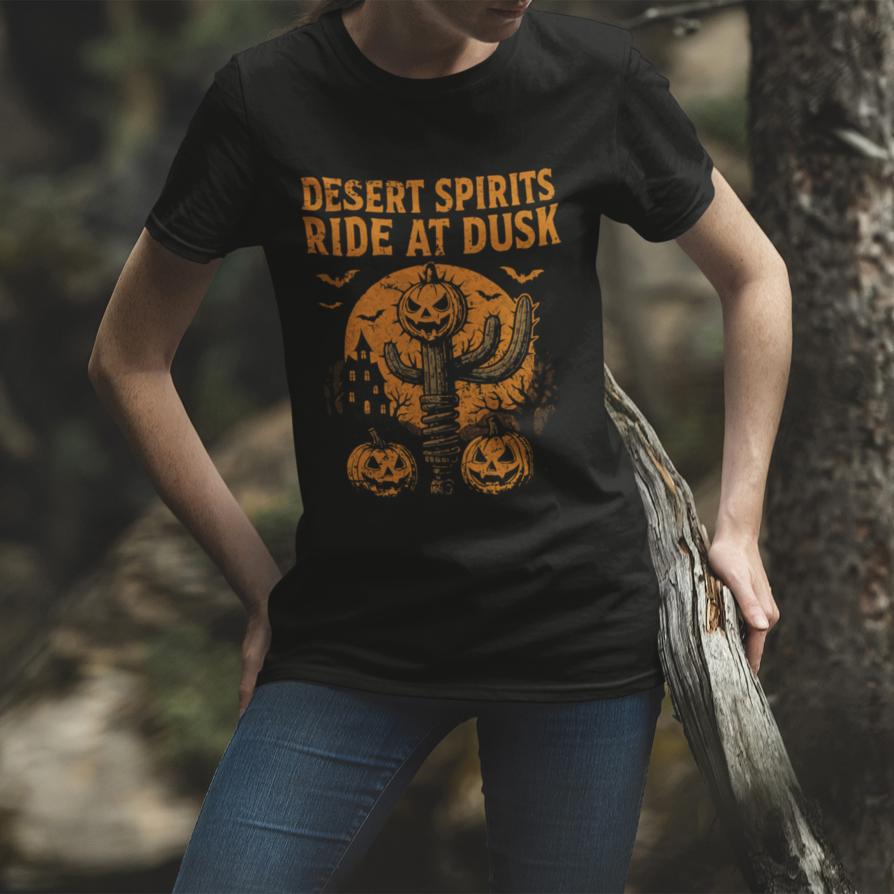 Halloween Desert Spirits Tee - Women's Softstyle Shirt, Festive Tee, Halloween Apparel, Spooky T-shirt, Ghostly Vibes