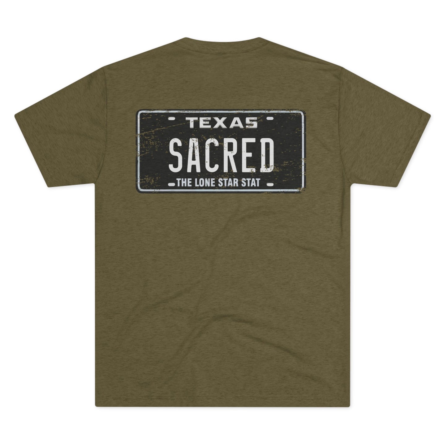 Texas Custom Plate Sacred Unisex Crew Tee, Casual Everyday Shirt, Graphic Tee for Texas Lovers, Gift for Friends, Texas Pride Apparel