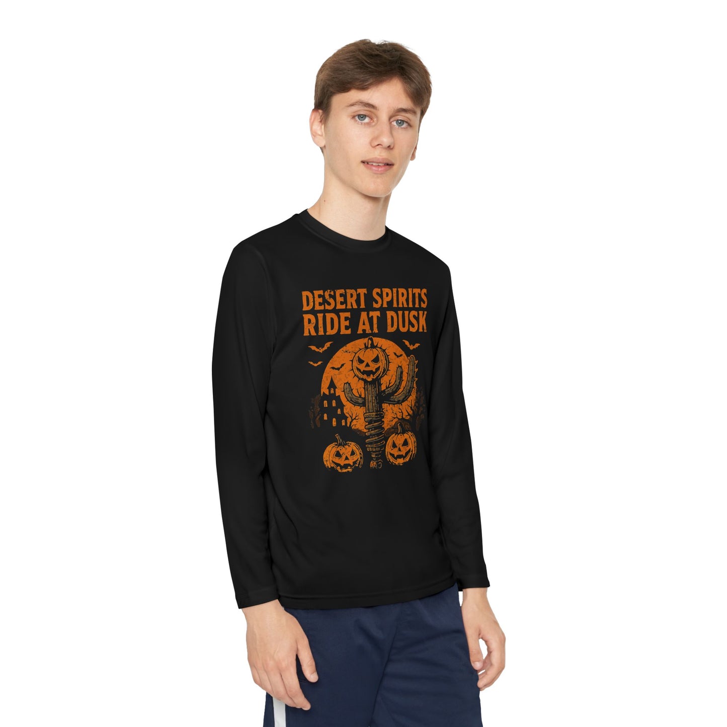Youth Long Sleeve Halloween Tee, Desert Spirits Ride, Spooky Shirts for Kids, Fall Festival Attire, Halloween Costumes, Pumpkin Fun
