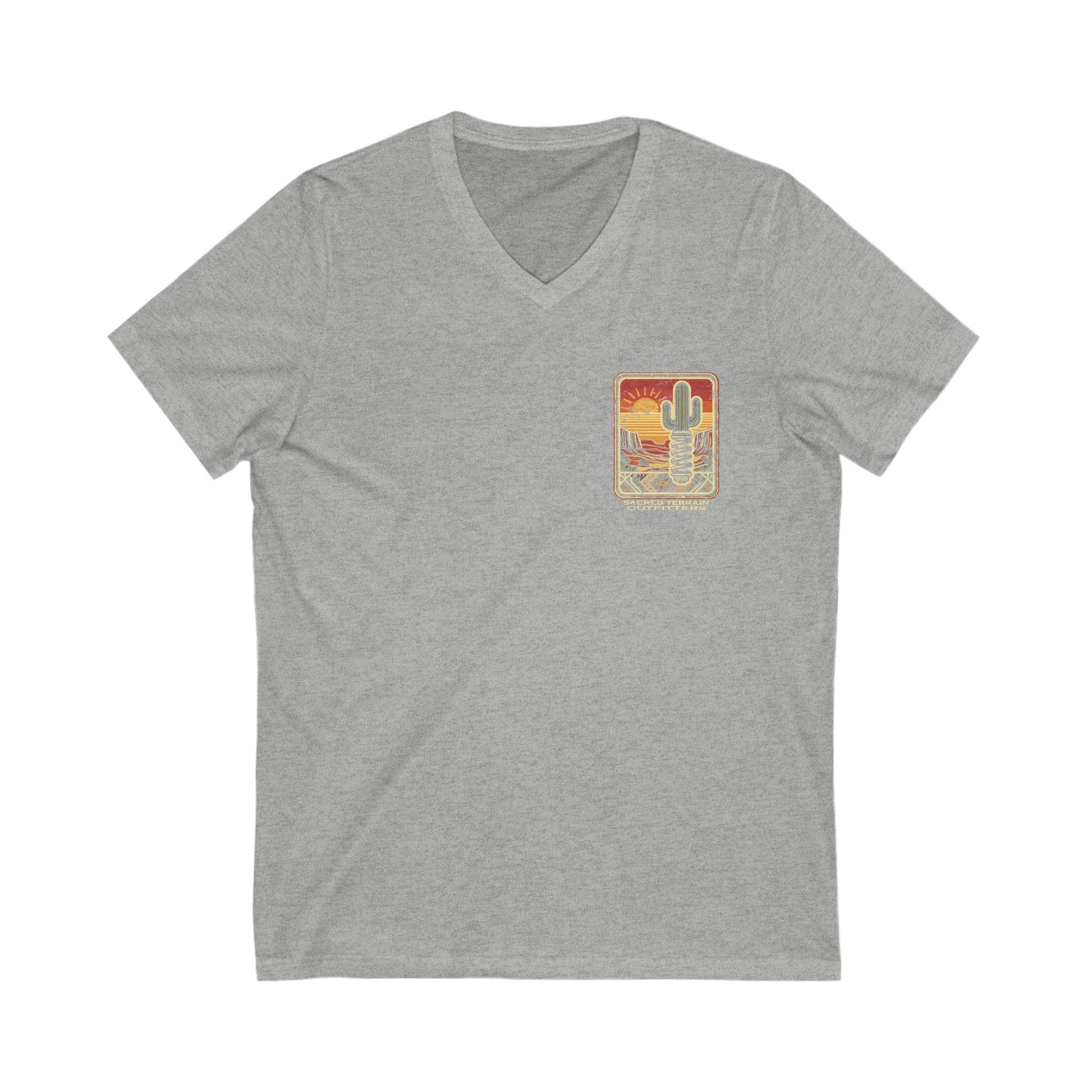Sacred Saguaro Distressed Patch Fitted V-Neck Tee