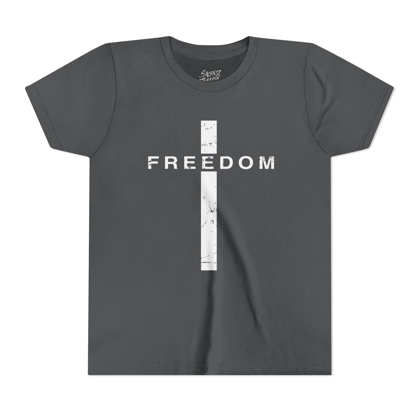 Freedom Cross | Sacred Terrain Outfitters | Youth Short Sleeve Tee | Fun and Comfortable Kids' Shirt for Every Occasion | Great for Birthdays, Parties, Summer, Playtime, and Gifts