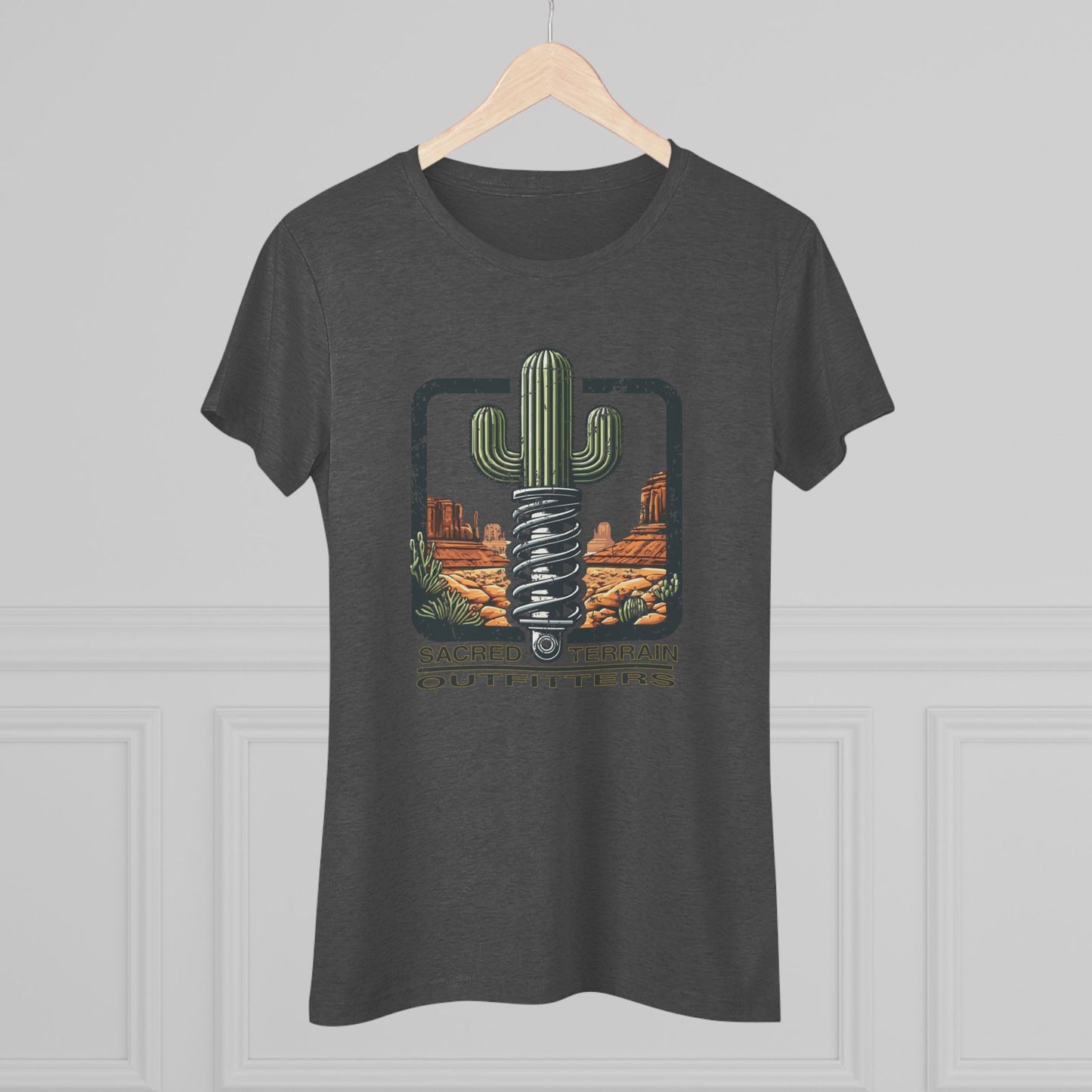 The OG Sacred Terrain Distressed Women's Tri-blend Tee, Bohemian Style T-Shirt, Gift for Nature Lovers, Southwest Graphic Tee, Casual Wear for Travelers