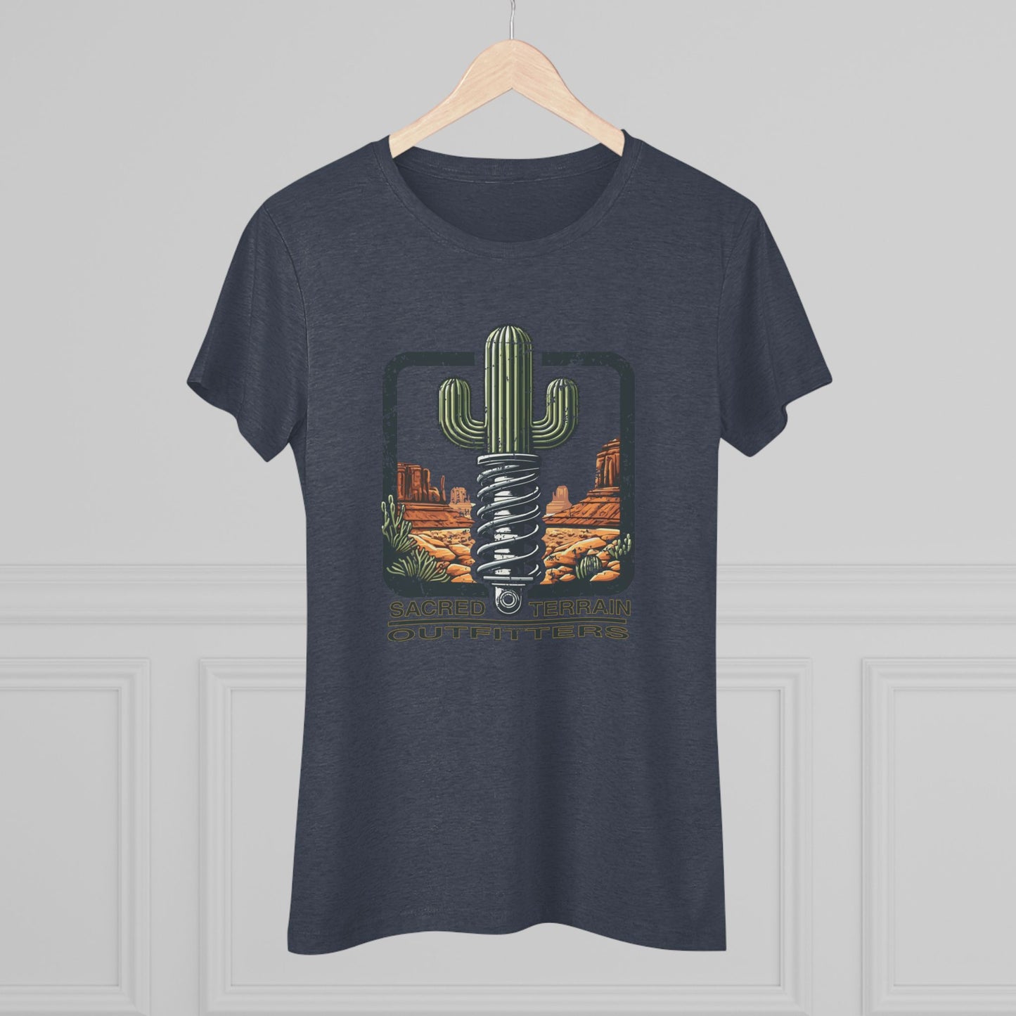 The OG Sacred Terrain Distressed Women's Tri-blend Tee, Bohemian Style T-Shirt, Gift for Nature Lovers, Southwest Graphic Tee, Casual Wear for Travelers