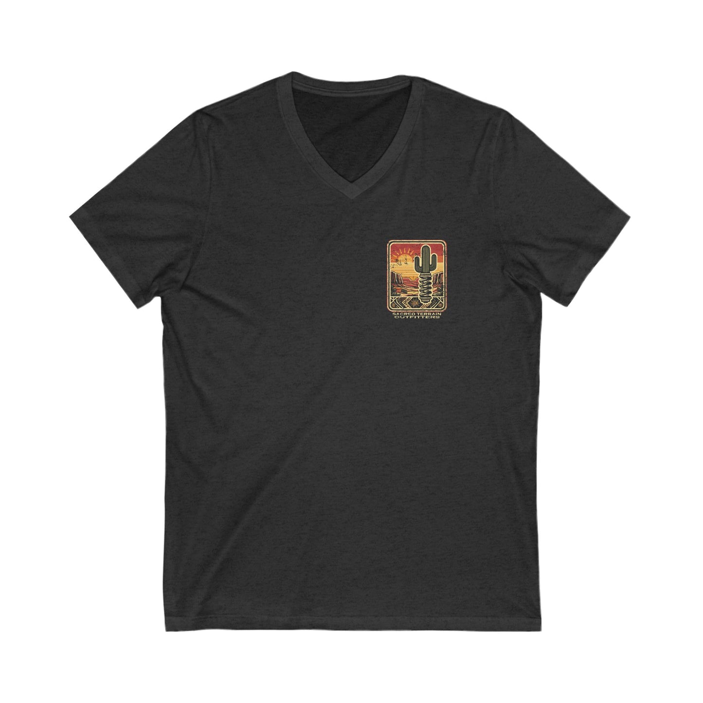 Sacred Saguaro Distressed Patch Fitted V-Neck Tee