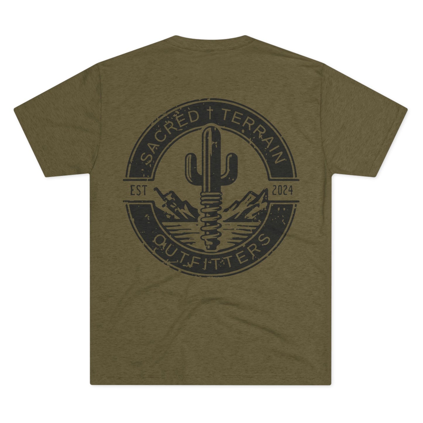 Cactus Crest Distressed Men's Fitted T-Shirt