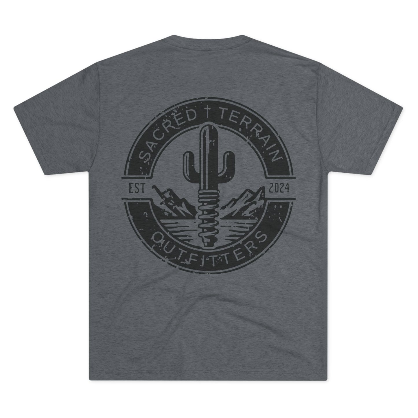 Cactus Crest Distressed Men's Fitted T-Shirt