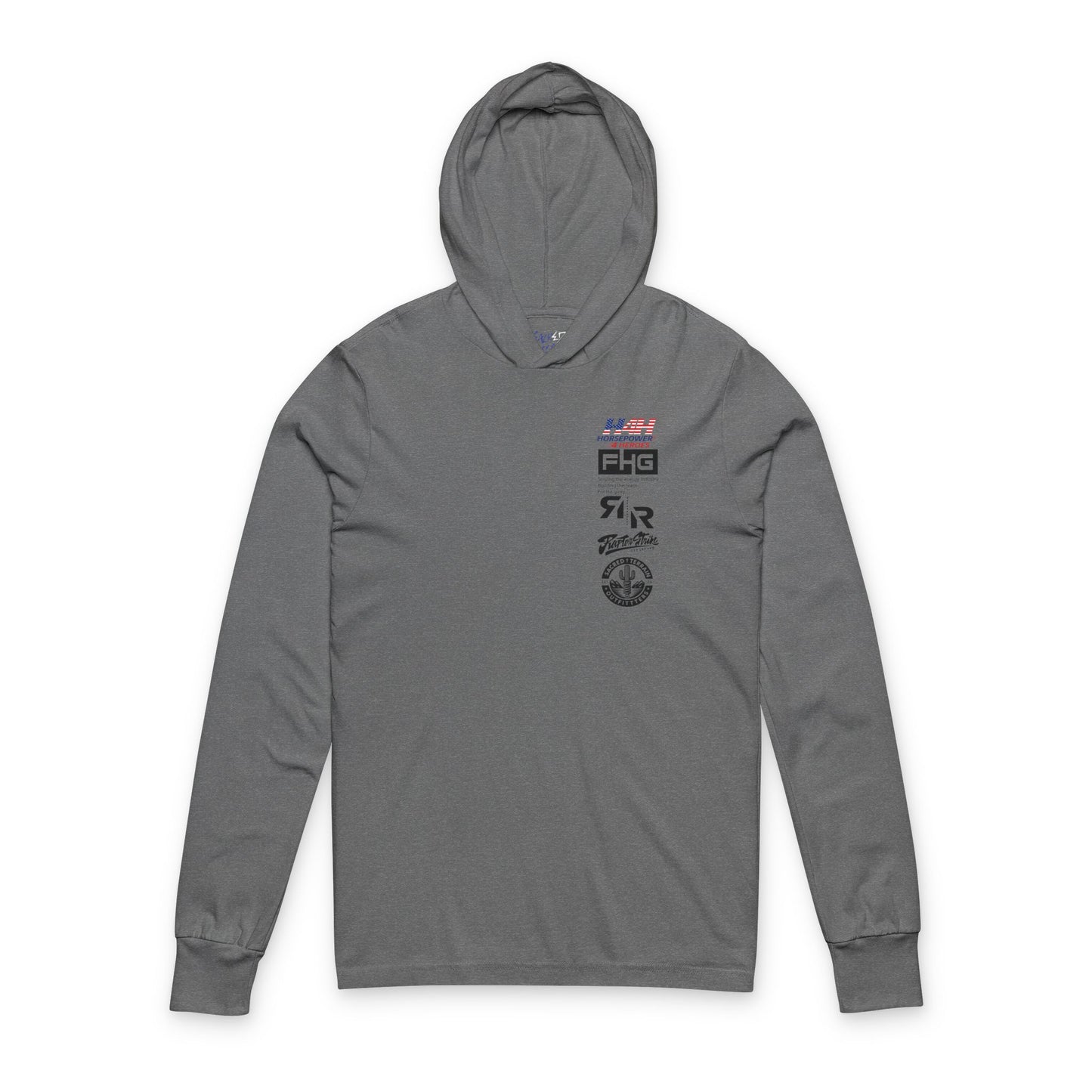 Horsepower 4 Heroes Benefit/ Unisex Hooded Long Sleeve Tee with Unique Cactus Design