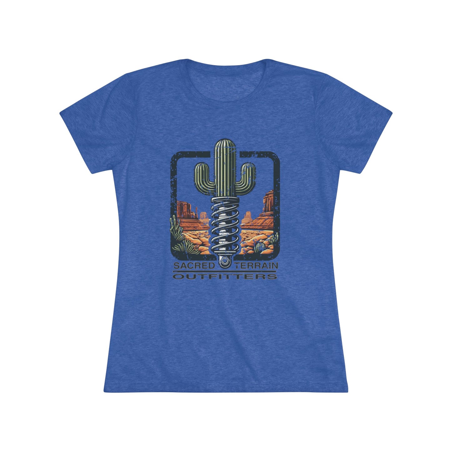 The OG Sacred Terrain Distressed Women's Tri-blend Tee, Bohemian Style T-Shirt, Gift for Nature Lovers, Southwest Graphic Tee, Casual Wear for Travelers