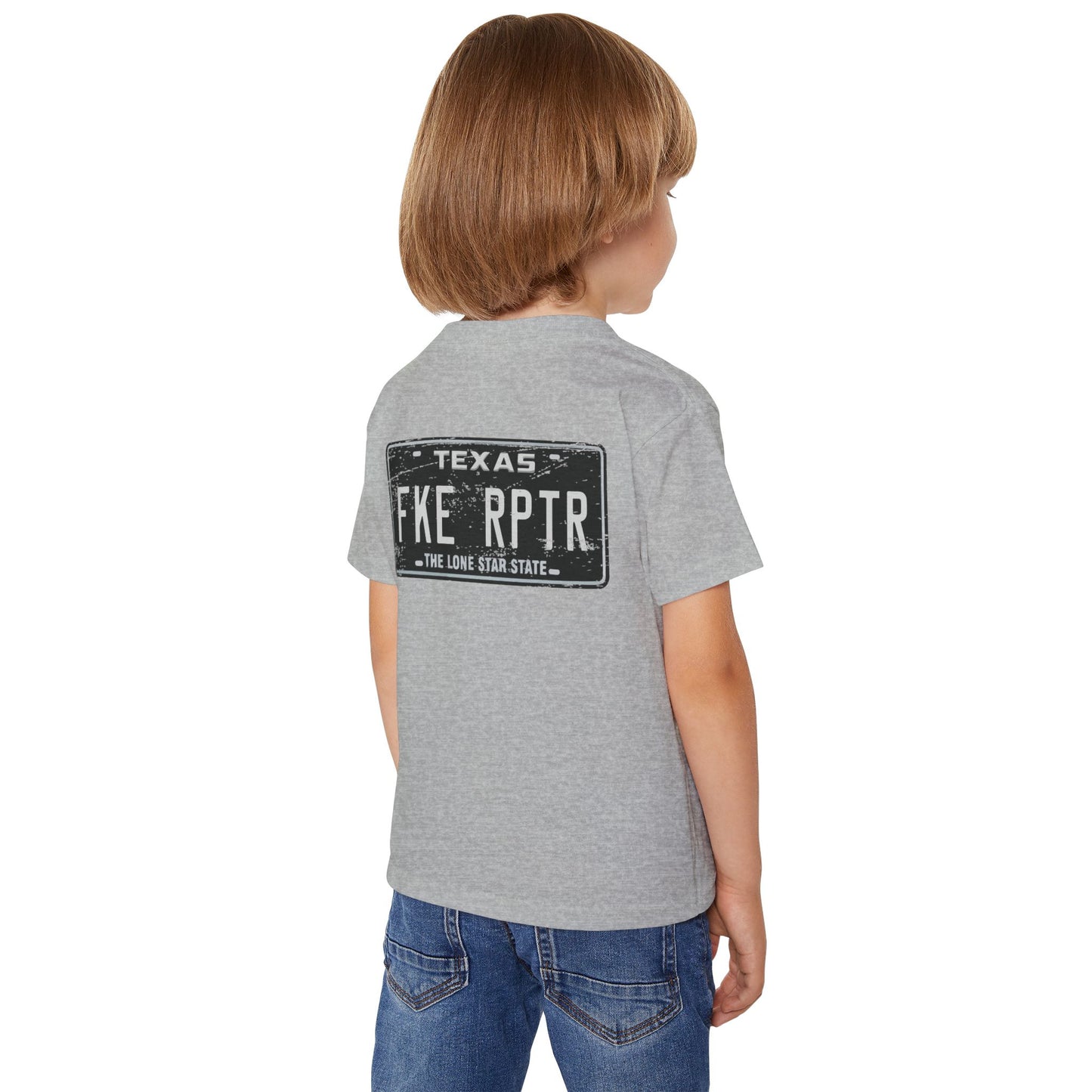 Toddler T‑Shirt – Vintage Texas License Plate “FKE RPTR” Graphic