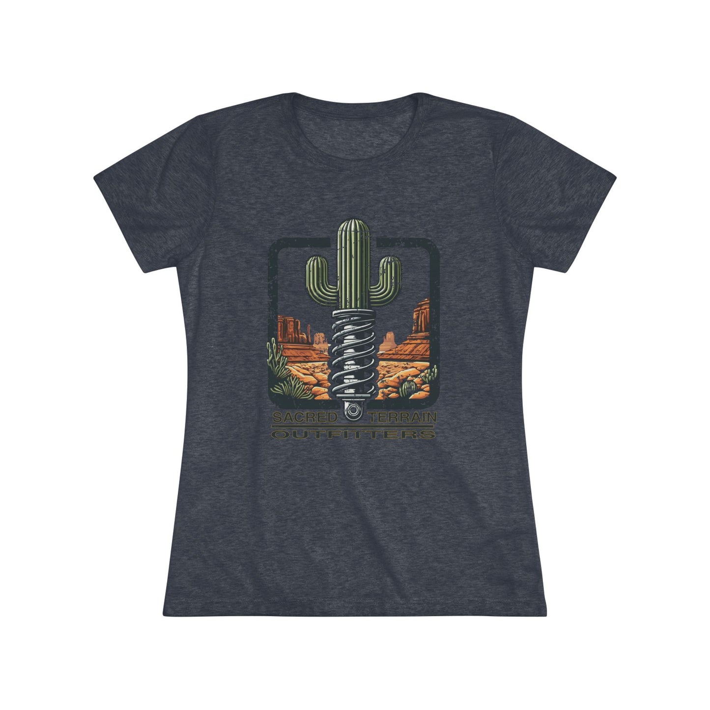 The OG Sacred Terrain Distressed Women's Tri-blend Tee, Bohemian Style T-Shirt, Gift for Nature Lovers, Southwest Graphic Tee, Casual Wear for Travelers