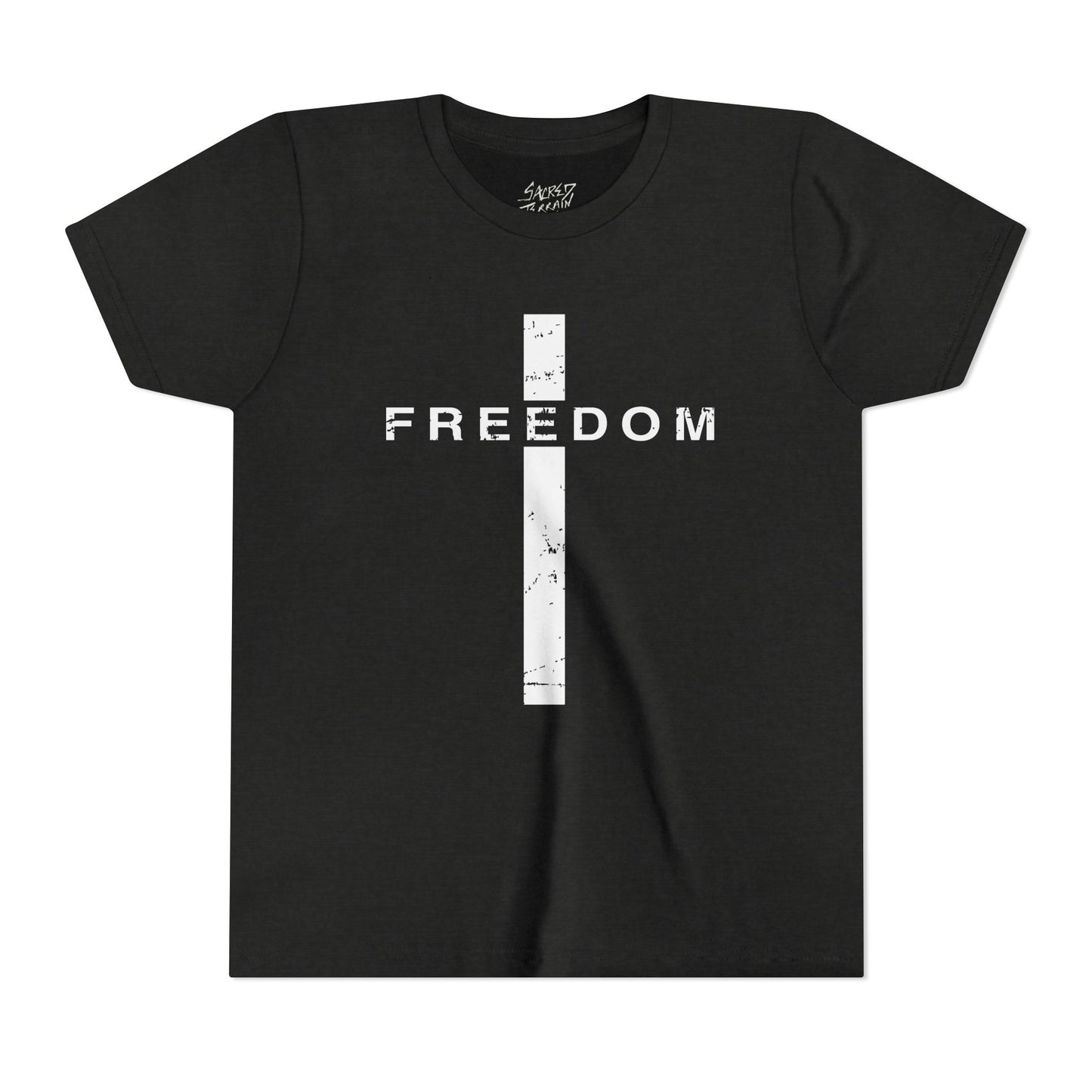 Freedom Cross | Sacred Terrain Outfitters | Youth Short Sleeve Tee | Fun and Comfortable Kids' Shirt for Every Occasion | Great for Birthdays, Parties, Summer, Playtime, and Gifts