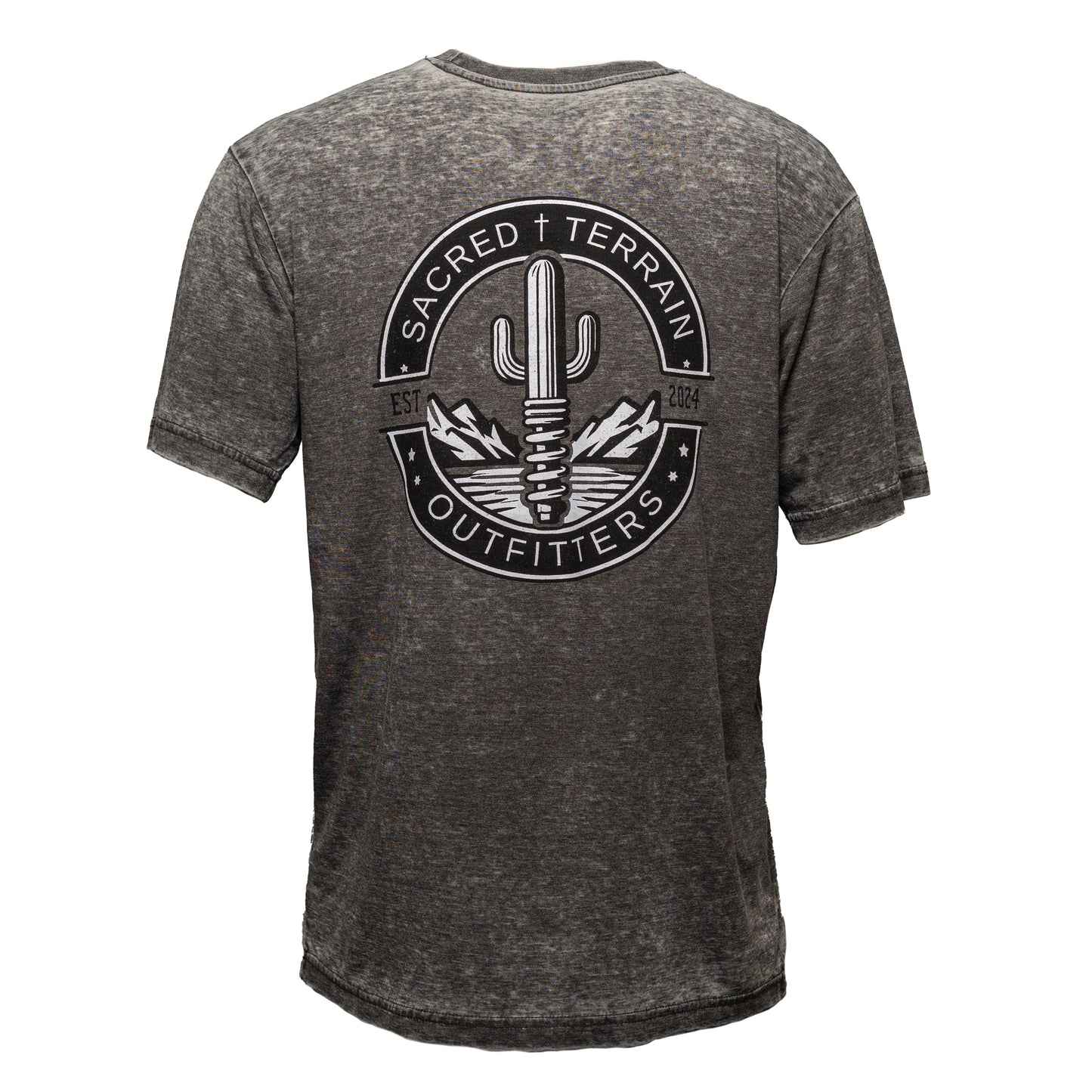 Vintage Cactus Crest Charcoal Ultra Soft Distressed Tee