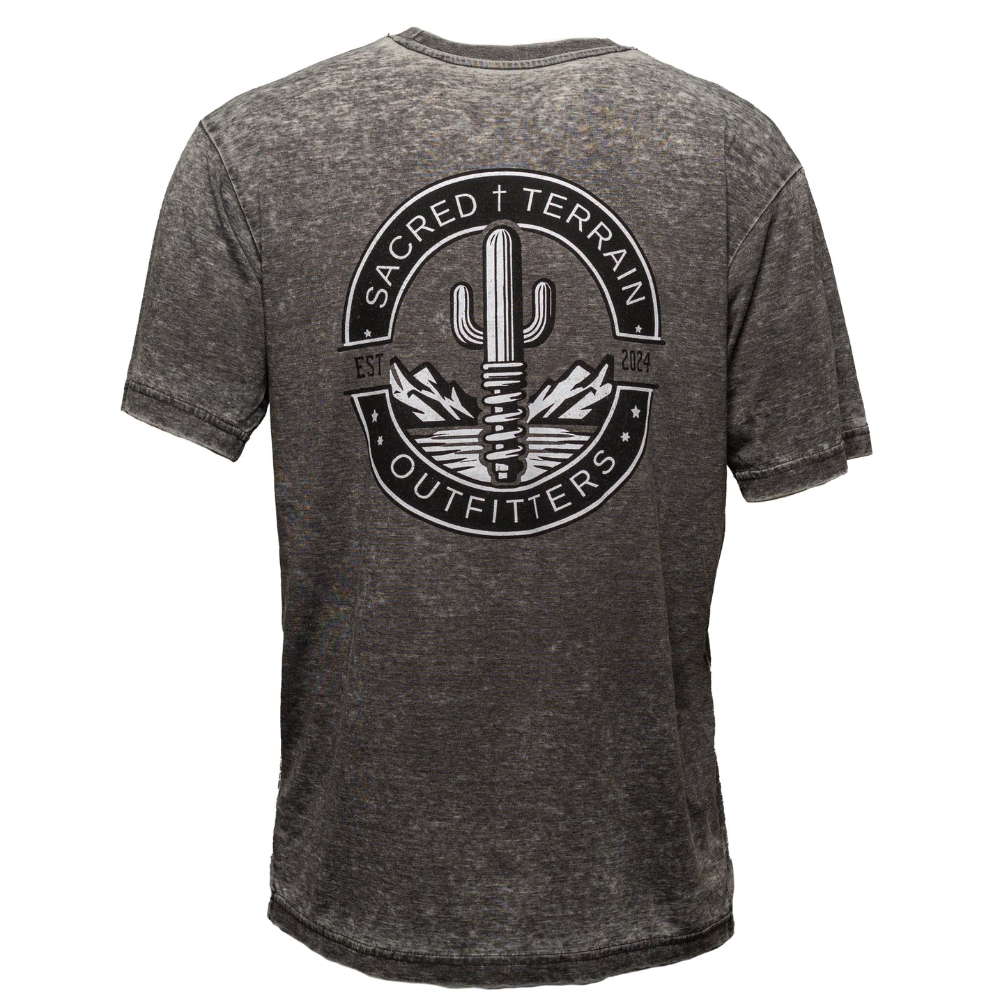 Vintage Cactus Crest Charcoal Ultra Soft Distressed T-Shirt