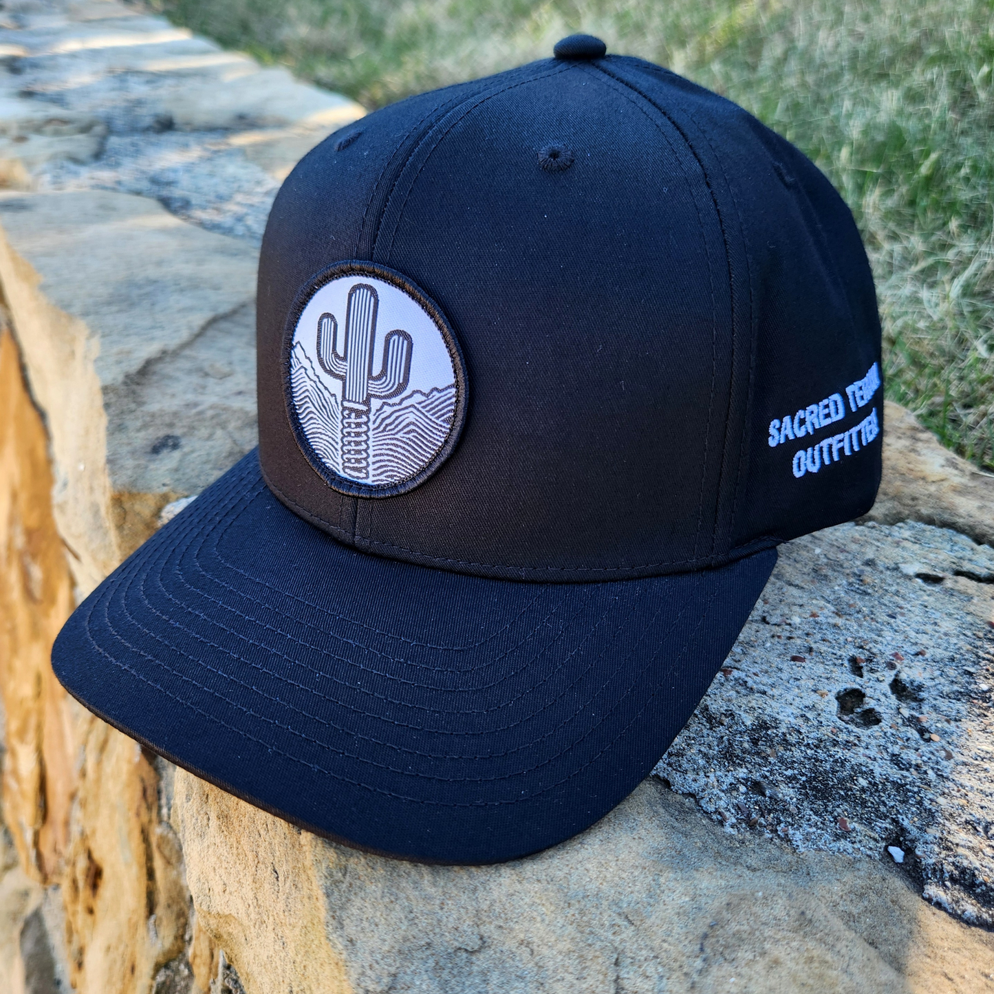Sacred Stitches 312 Solid Black - Richardson Snapback with Woven Patch