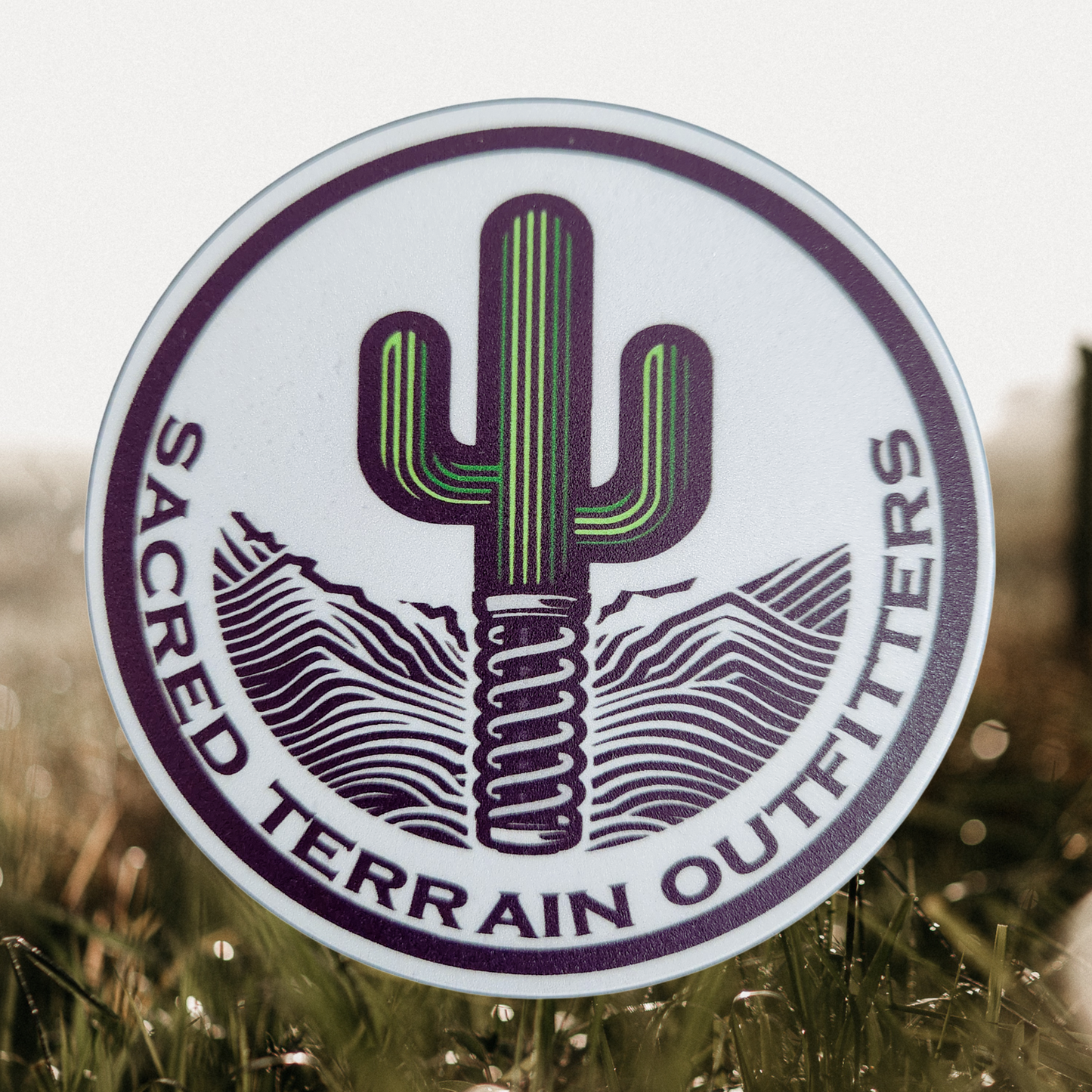 Sacred Terrain Light Grey Logo Premium Vinyl Decal