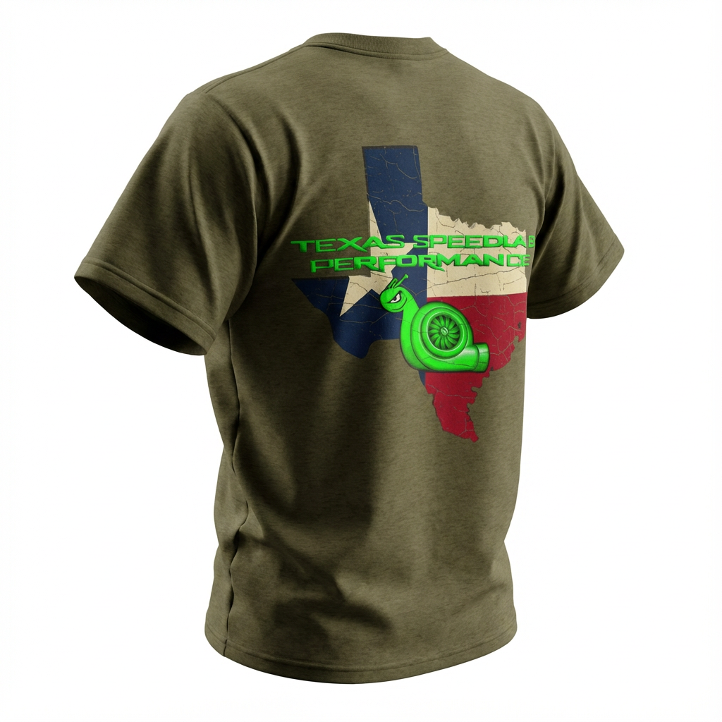 TEXAS SPEEDLAB PERFORMANCE DISTRESSED T-SHIRT-MILITARY GREEN