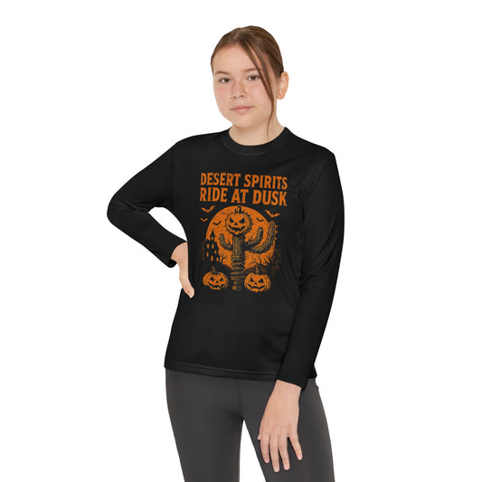 Youth Long Sleeve Halloween Tee, Desert Spirits Ride, Spooky Shirts for Kids, Fall Festival Attire, Halloween Costumes, Pumpkin Fun