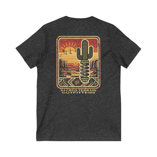 Sacred Saguaro Distressed Patch Fitted V-Neck Tee