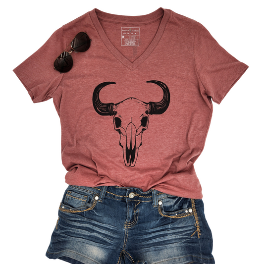 Bison Bloom Mauve V Neck
