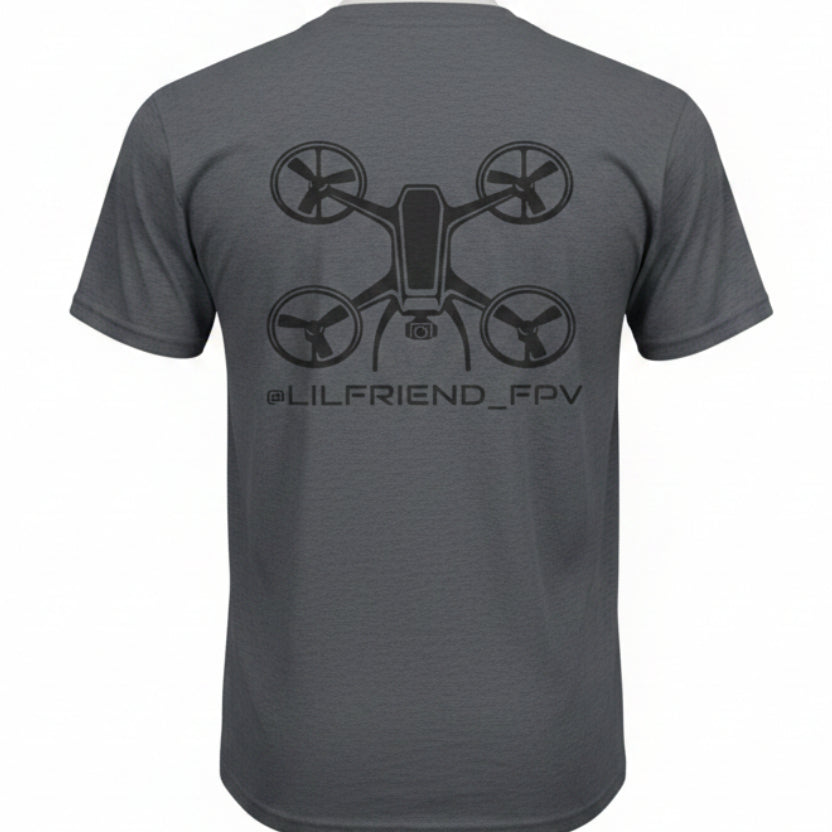 FPV Drone T‑Shirt — LilFriend_FPV Logo Tee (Front Chest + Back Graphic)