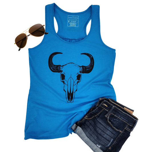 Bison Bloom Bright Blue Tank