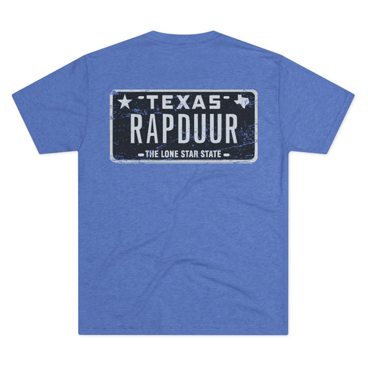 Texas License Plate Cactus Tee — 'Texas Rapduur' Vintage Back Graphic