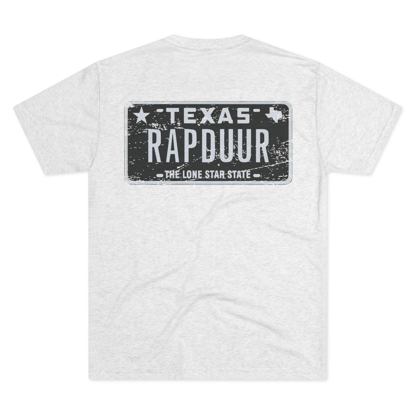 Texas License Plate Cactus Tee — 'Texas Rapduur' Vintage Back Graphic