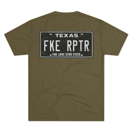 Texas 'FKE RPTR' License Plate Tee — Cactus Graphic Back Print
