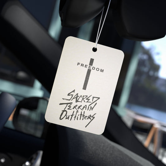 Sacred Terrain-Freedom Cross Car Air Freshener - Scented Auto Decor, Gift for Travelers, Car Accessories, Home Fragrance, Sacred Terrain Outfitters