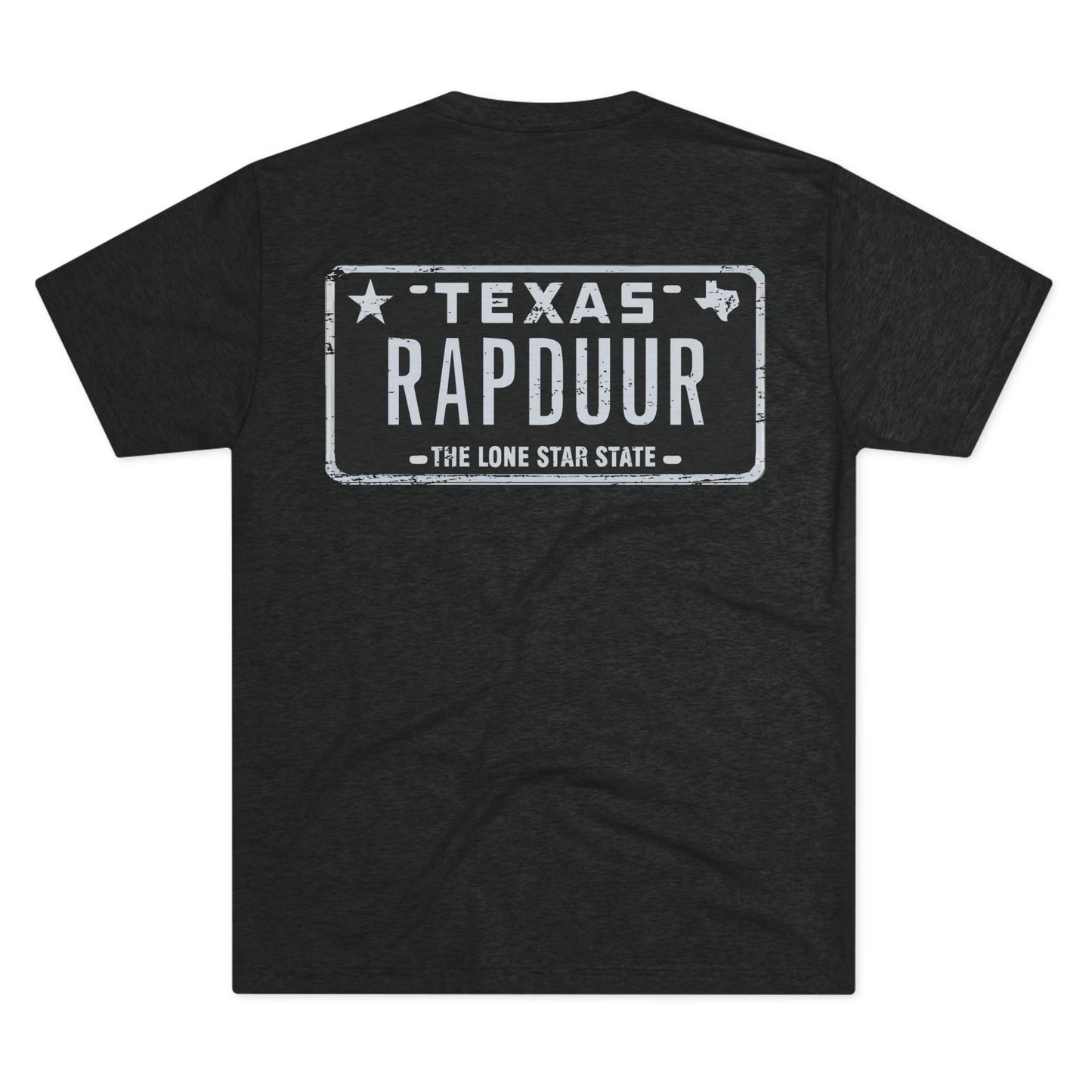 Texas License Plate Cactus Tee — 'Texas Rapduur' Vintage Back Graphic