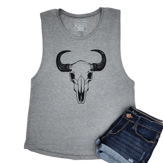 Bison Bloom Grey Tank