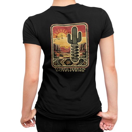 Sacred Saguaro Distressed Patch Fitted V-Neck Tee