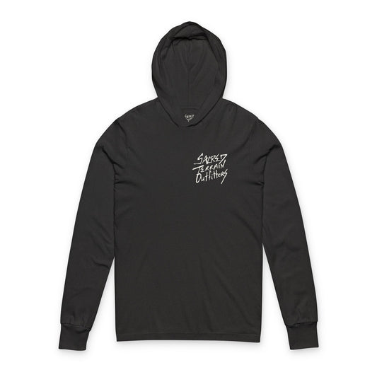 Unisex Hooded Long Sleeve Tee - Sacred Terrain Lone Star Coil-Over Hooded Long sleeve T