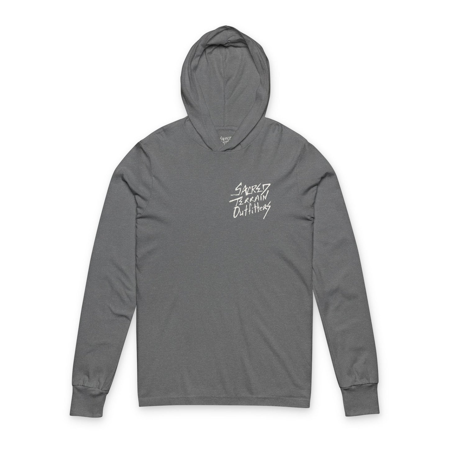Unisex Hooded Long Sleeve Tee - Sacred Terrain Lone Star Coil-Over Hooded Long sleeve T