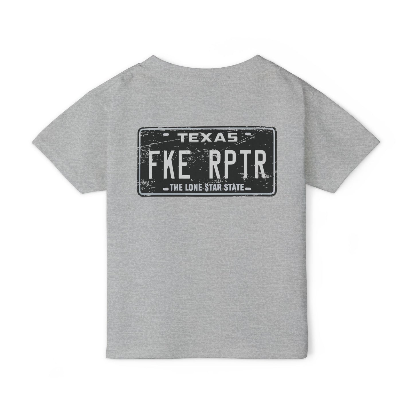 Toddler T‑Shirt – Vintage Texas License Plate “FKE RPTR” Graphic