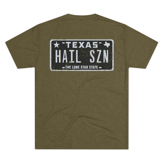 Texas Hail SZN Tee — Retro License Plate Cactus Graphic Shirt