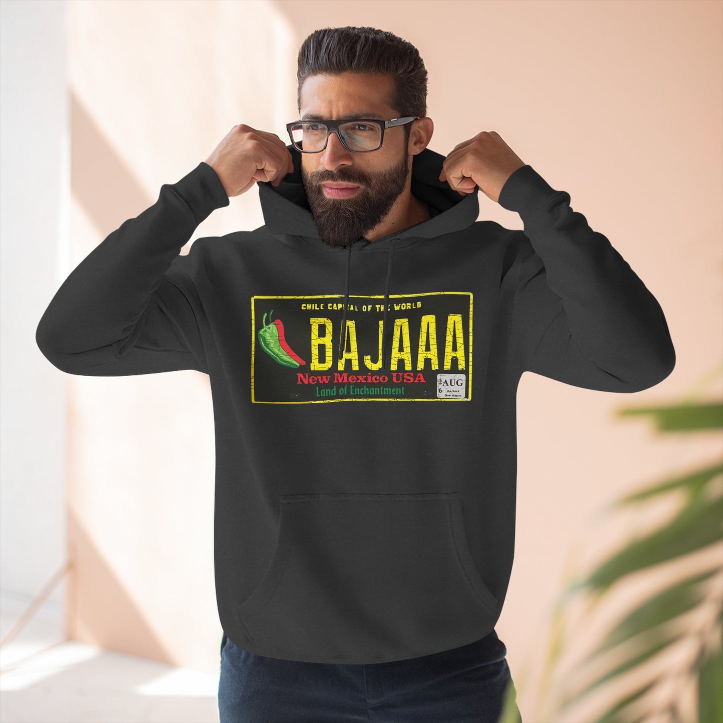 Baja License Plate Hoodie – 'BAJAAA' New Mexico Lic Plate