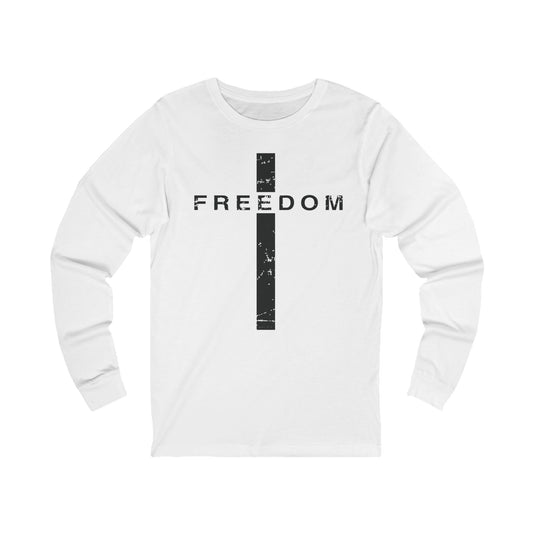 Freedom Cross, Sacred Terrain Outfitters, Unisex Long Sleeve Tee, Trendy Apparel, Casual Wear, Gift for Him/Her, Everyday Clothing
