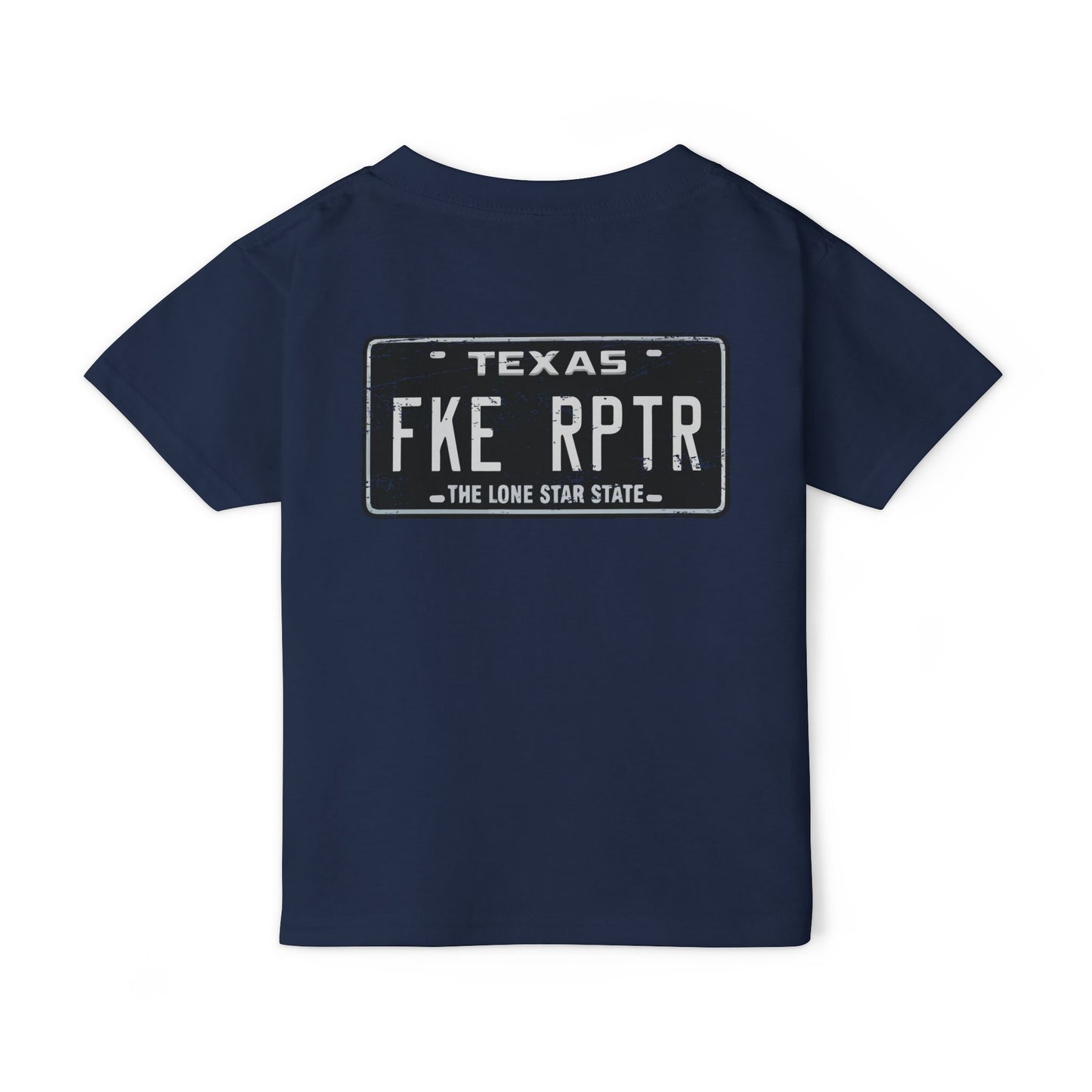 Toddler T‑Shirt – Vintage Texas License Plate “FKE RPTR” Graphic